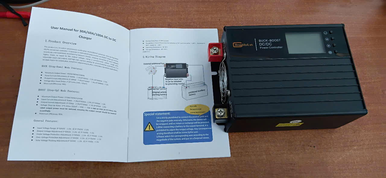 Bộ sạc DC to DC tăng áp cách ly 60A đa năng Buck and Boost điện áp 3v -75v 